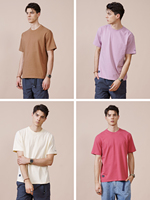 SIMWOOD 2021 lato nowy 250g 100% bawełna T-shirt z tkaniny mężczyźni wysokiej jakości jednolity kolor spadek rękaw luźne koszulki bluzki typu Oversize 3